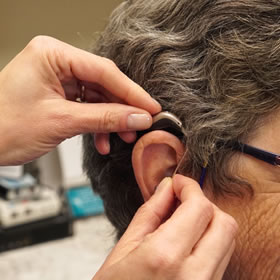 Fitting hearing aids at the Frontenac Hearing Clinic in Kingston Ontario.